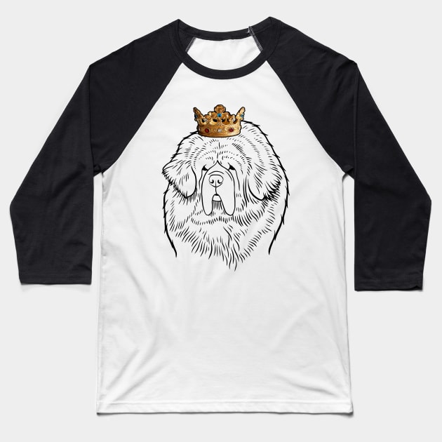 Tibetan Mastiff Dog King Queen Wearing Crown Baseball T-Shirt by millersye